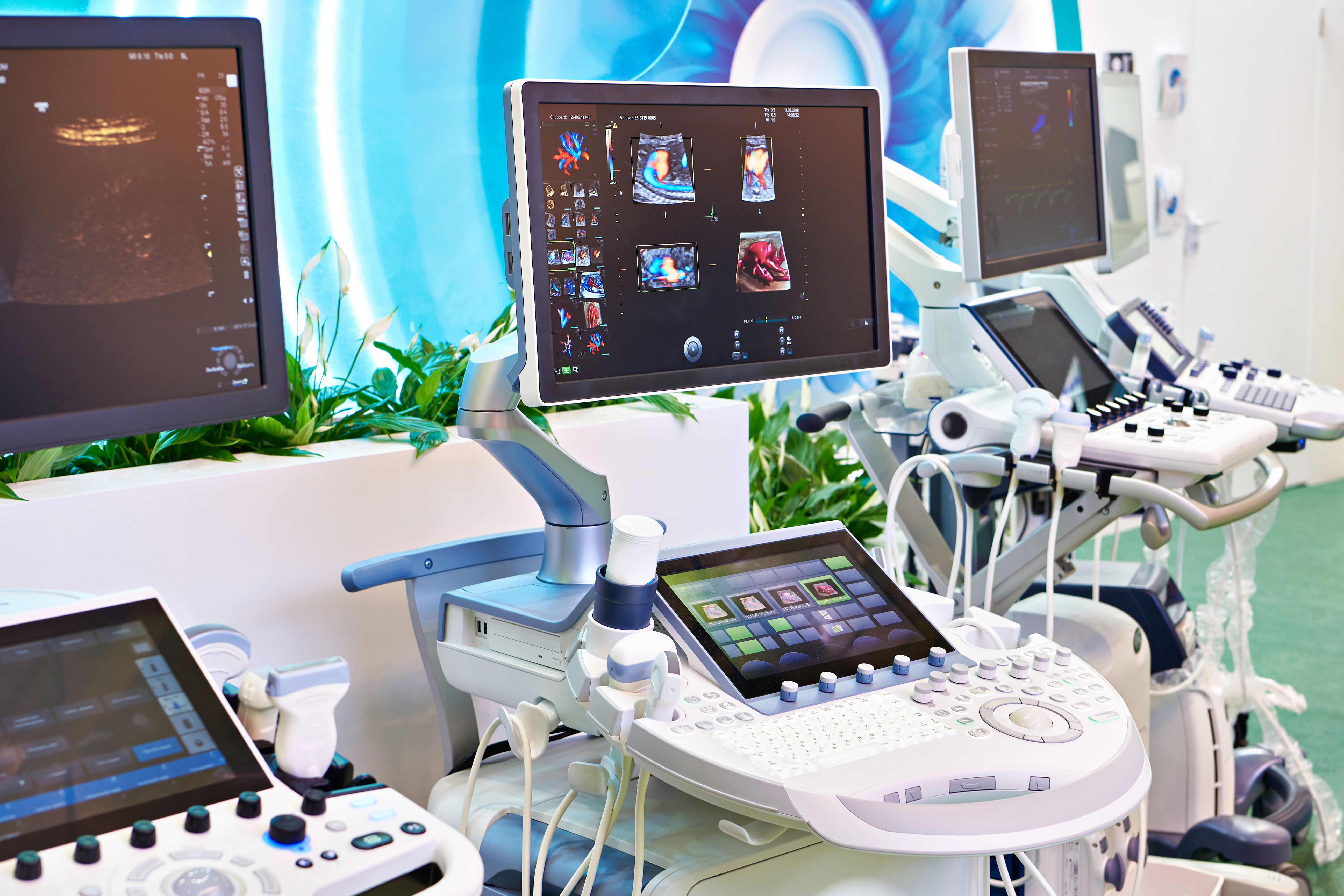 hospital equipment. Medical ultrasound devices on exhibition